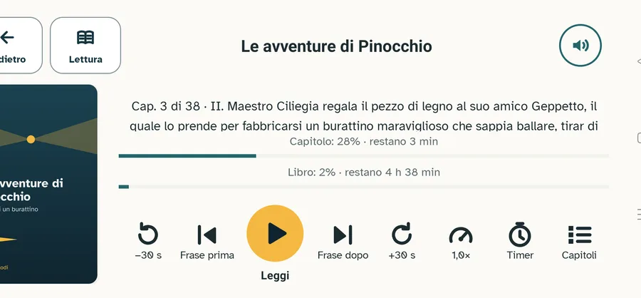 Audiolibro sul telefono in orizzontale