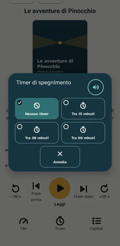 Finestra Timer di spegnimento
